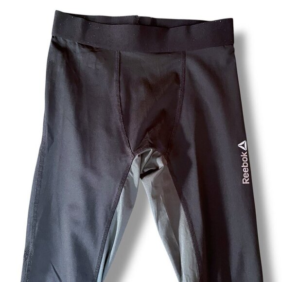 Reebok PlayIce Womens Leggings Sz Medium Black Compression Mesh Panel Athletic - Picture 2 of 8